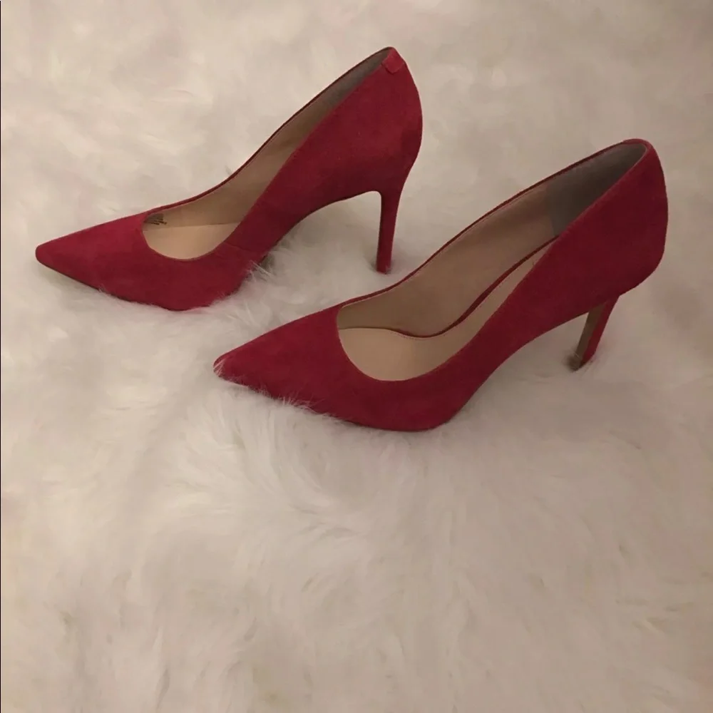 Vince Camuto Red Suede Pointed-Toe Stiletto Pumps
